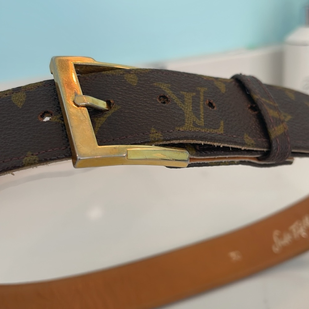 Louis Vuitton Vintage Brown and Gold Monogram Belt - Picture 5 of 11